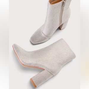 My Generation Silver Rhinestone High Heel Mid-Calf Boots Sz 7